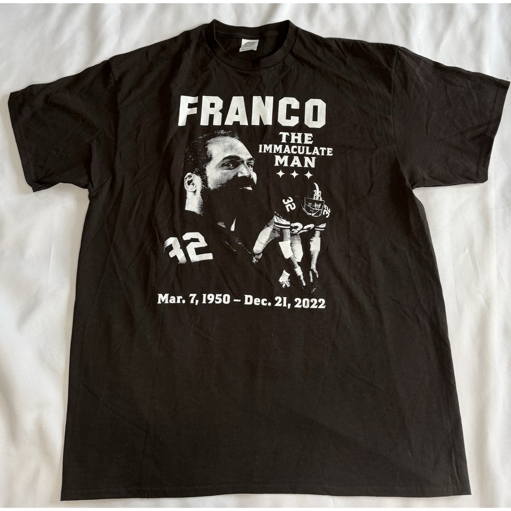 Franco Harris  #32 Steelers The Immaculate Man Black T-Shirt Men's XL. NWOT